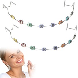 2 piezas clip en aparatos ortopédicos de acero inoxidable de colorante seguro decoración de dientes con cables de metal y corbatas de ligadura de ortodoncia, cuidado de dentaduras postizas