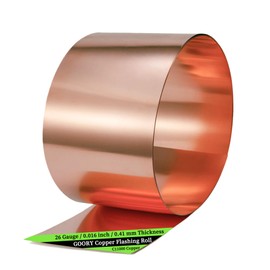 GOORY Copper Flashing 26 Gauge - 8in x 10ft 0.016"(0.41mm) Thickness Roof Flashing Roll - 99.95+% Pure Copper Sheet Metal ASTM B152 - Roofing Repair DIY Project Contractor Jewelry Crafts