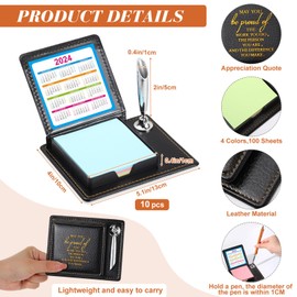 Tenceur Appreciation Sticky Note Holder, Appreciation Gifts Bulk for Employees Coworkers Teacher,Thank You Gifts Sticky Notes Pen Holder with PU Leather Box for Office Team Nurse Gifts(10 Pcs)
