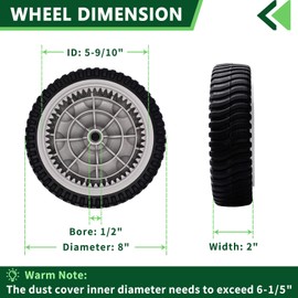 8" Front Drive Wheel Fit for Troy Bilt TB240 TB230 TB210 TB200 Troy Bilt Honda Tuff Cut Craftsman Self Propelled Snapper 21" fwd lawnmower Replaces MTD 734-04018 734-04018A 734-04018B (2 Pack)