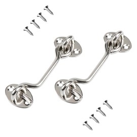 Ldzzuo 2pcs Hook and Eye Latch Barn Door Lock Stainless Steel Window Wind Hooks with Screws Household Accessories Hitch with Suitable for Grain Warehouse Doors Windows and Household Doors (4 inch)