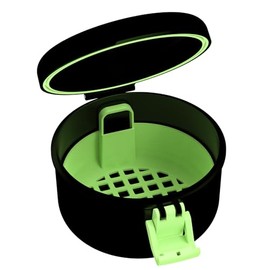 ANYLEY Leak-Proof Denture Case, Secure Lock Cleaning Box with Strainer for Travel, Household & Office, Completely Clean Care for Retainer, Mouth Guard, & Denture (Black + Light Green)