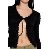 Forever 21 Women's Fuzzy Knit Cardigan Sweater Black
