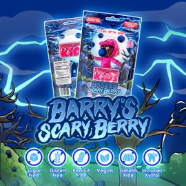 Bubblegum Kids Sugar Free Gum - For Kids and Adults - Vegan Friendly - Retro, Parent Approved Bubble Gum with Burst of Sweet Flavor - Barry's Scary Berry (Berry 6-Pack)