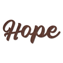 CREATCABIN Cutout Sign Hope Wooden Wall Art Decor Wood Word Sculpture Signs Rustic Farmhouse for Housewarming Home Front Door Entryway Wall Decoration, Brown, 11.9 x 4.9inch