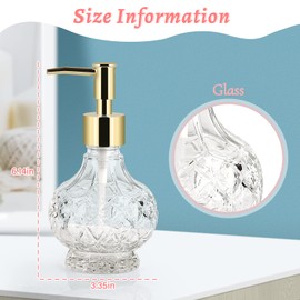 Retyion Glass Soap Dispenser Hand Soap Dispenser Soap Dispenser Bathroom with Rust Proof Pump for Kitchen Dish Soap, Hand Soap, Essential Oil & Lotion (New Gold)