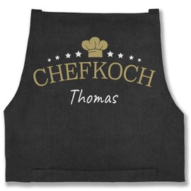Geschenk mit Namen personalisiert by Shirtracer - Apron - Cooking Apron Men - Chef with Name Gift for Chef, 5 black jeans