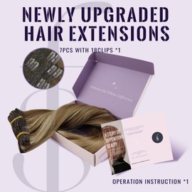 fshine Clip in Hair Extensions for Women 14 Inch Light Brown Mixed Dark Ash Blonde Balayage Clip in Hair Extension 120g 7Pcs Soft Real Hair Full Head