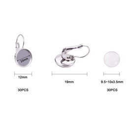 UNICRAFTALE 30 Sets 10 mm Flat Round Tray Earrings Making 304 Stainless Steel Leverback Earring Findings and Transparent Glass Cabochons for Earring Jewellery Making