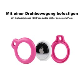 FRIZZE AirTag Case with Key Ring, Small Portable Accessories, Ideal for Car, Bicycle, Backpack, Pet (Case Cover for Air Tag with Key Ring) (Pink)