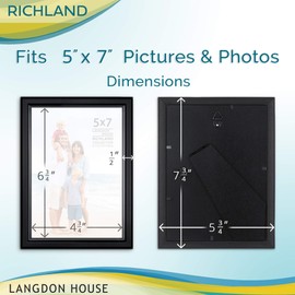 Langdon House 5x7 Black Picture Frame - Distinguished Edging for Classic Style - Richland Collection