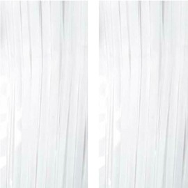 White Backdrop Streamers AILEXI 2 Pack 1 m x 2.5 m Metallic Tinsel Foil Fringe Curtains for Photo Booth Party Decor