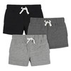 Gerber Baby Boy's Toddler 3-Pack Pull-On Knit Shorts, Gray &