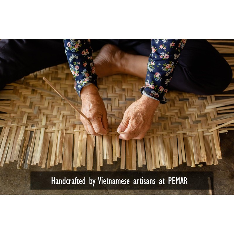 PEMAR L-Sized Set of 2 Large Bamboo Wicker Serving Trays