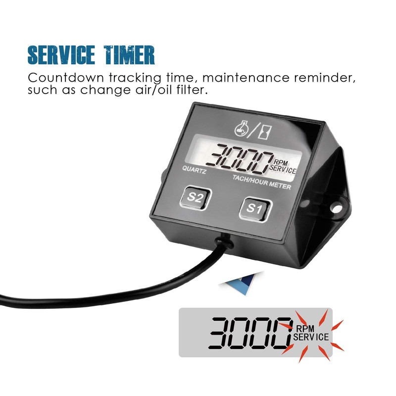 Runleader Digital Hour Meter Tachometer, Maintenance Reminder, Battery Replaceable, Automatically