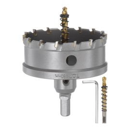sourcing map Carbide Hole Saw Kit 80mm (3-5/32") Metal Hole Cutter Set with 2pcs Center Drill Bits Springs 1pcs Wrench for Stainless Steel Copper Iron Aluminum