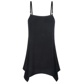 Miusey Juniors Tank Tops V Neck Sleeveless Cool Basic Cami Fashion Elegant Comfy Soft Lightweight Fabric Irregular Hem Flattering Wear with Leggings Spring Clothes Black S