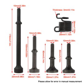 TopHomer 5 PCS Air Hammer Bits Set, Smoothing Pneumatic Air Hammer Pneumatic Chisel Bits Tools Kit, Hammer Tool With Spring for Tyre Repair, Duct Crimping