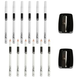 Bojueshaw 14PCS White Eyeliners Pencil & Sharpener Set, Waterproof Smudge-Proof Gel Eyeliner, Soft Tip for Beginners, White for Eyeliner & Eyeshadow, Includes 2 Pencil Sharpeners