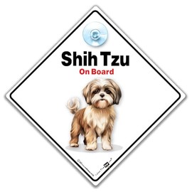 Shi Tzu Car Sign, Shih Tzu On Board Sign, Shih Tzu Baby on Board Sign, Dog in Car Sign, Dog in Transit Sign, Dog Breed Car Sign 14cm x 14cm x 2cm