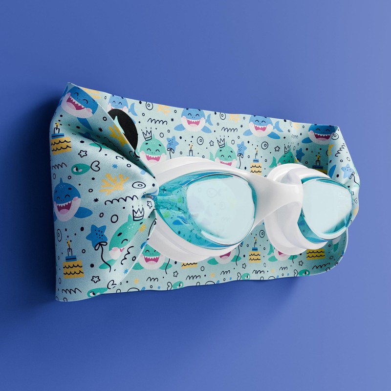 Waterplops Swimming Goggles for Children, Boys, Shark Drawings, Anti-Fog Ultra