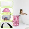 Naqiuli Pink Leopard Laundry Basket Foldable Laundry Hamper Waterproof Oxford