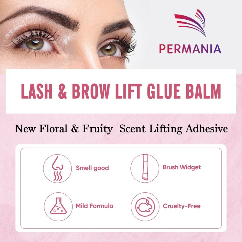 PERMANIA Eyelash Glue, Eyelash Lifting Glue, Eyebrow Glue, Strawberry Flavour,