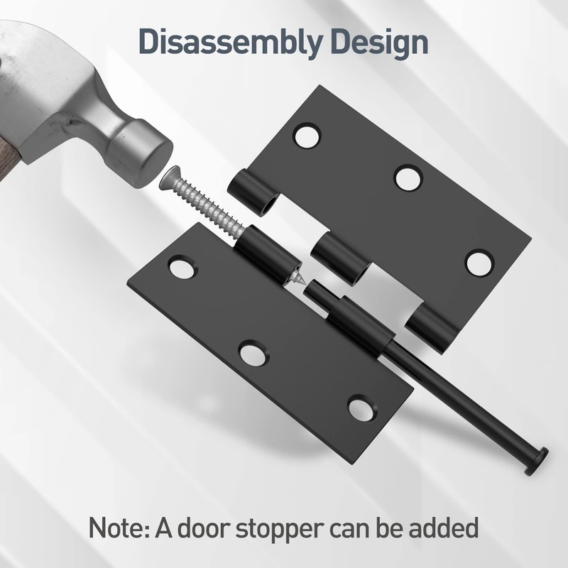 3 Pack Door Hinges 3.5 Inch with Square Corner, Matte