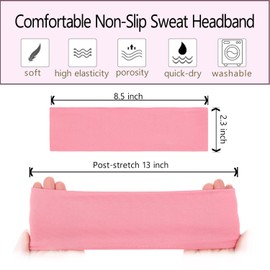 Leeven Women's Headbands for Head 6 Pack Elastic Floral Hairbands Soft Fabric Stripe Head Bands for Girls Heart Headbands