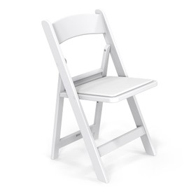 FCH Plastic Folding Chair with Padded Seat, Resin Foldable Chairs with Soft Cushion, Comfortable and Sturdy, Suitable for Indoor and Outdoor, Parties, Weddings, Commercial Events, White, 1 Pack