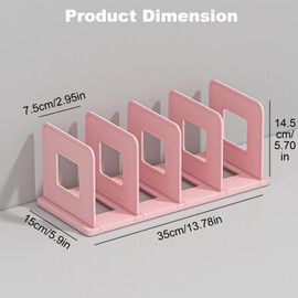 Marte Vanci Desktop File Sorter Organiser Purse Organiser Thickened Plastic Magazine Holder Bookshelf Rack Mail Divider for Office Desk Kitchen Shelf Closet 4 Slots Pink
