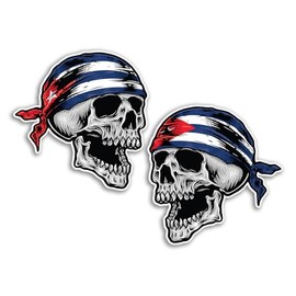 2 x 15cm Cuba Skull Vinyl Stickers - Cuban Flag Cool Biker Car Travel Holiday Pirate Patriotic Luggage Scrapbooking Sticker #82127