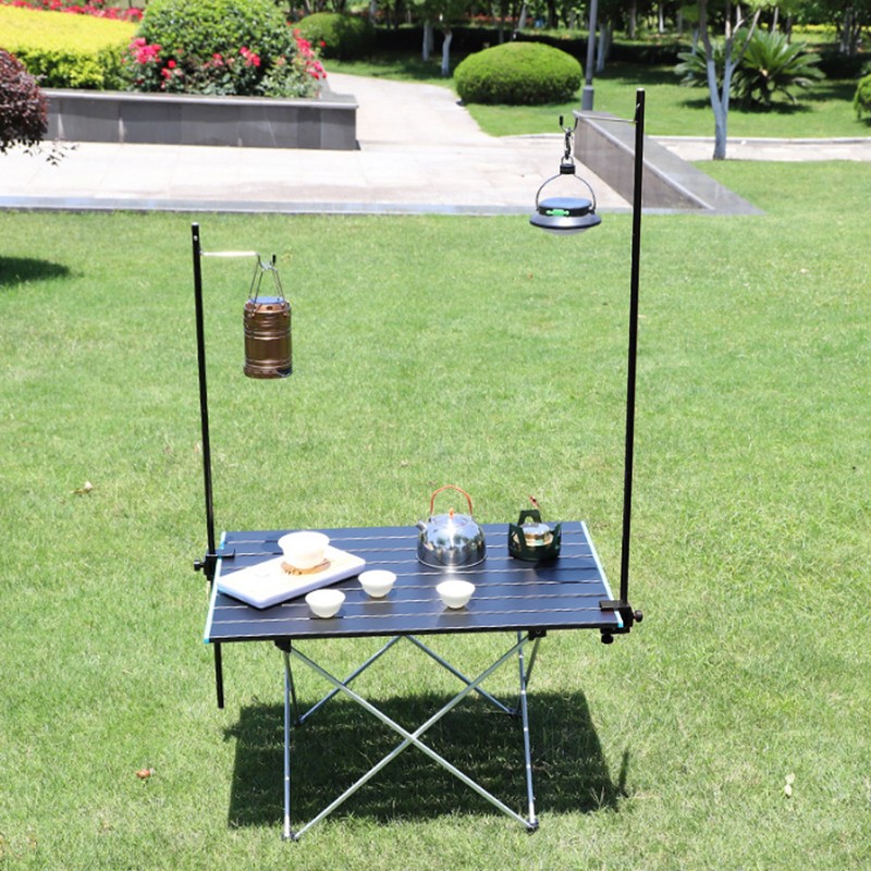 Black Portable Aluminum Alloy Folding Light Bracket Stand Outdoor Camping
