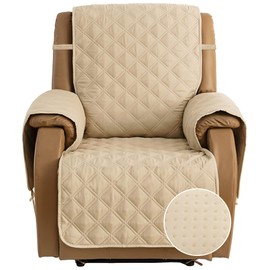 TOMORO Non-Slip Oversized Recliner Cover, 100% Waterproof Quilted Recliner Chair Slipcover Furniture Protector with Pockets, Washable Couch Cover with Elastic Straps for Kids and Pets