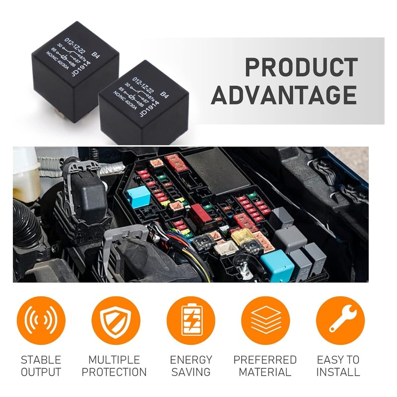 Sodcay 4 PCS 40A Automotive Relays, 5 Pin Relay, 12V