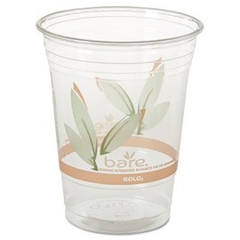 SOLO Cup Company Bare Eco-Forward RPET Cold Cups, 16-18 oz, Clear, 50/Pack, 1000/Carton