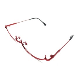 TOKYO GOODS MARKET Oval Half Rim Date Glasses, No Lenses, Bottom Frame, Fashion Glasses, Moe Glasses, One Size Fits Most, red