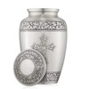 Reminded Adult Cremation Memorial Urn for Human Ashes, Pewter Etched