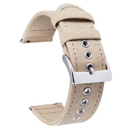 BINLUN Canvas Watch Bands Quick Release Sail Cloth Watch Straps Replacement 18mm 20mm 22mm 24mm Cotton Fabric Watchband for Men and Women with Silver/Black Buckle