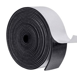 MAGZO Weather Stripping Door Seal, 2 Inch Wide X 1/8 Inch Thick Adhesive Foam Tape Soundproof Weatherstripping for Windows, 1 Roll Total 16FT Black