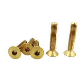 RISON Titanium Bolts M8 x 1.25 x 25 mm Hexagon Socket Countersunk Screws GR5 Flat Head Bolts Golden Titanium Countersunk Bolts TC4 Titanium Allen Key Bolts for Bicycle MTB Pack of 5