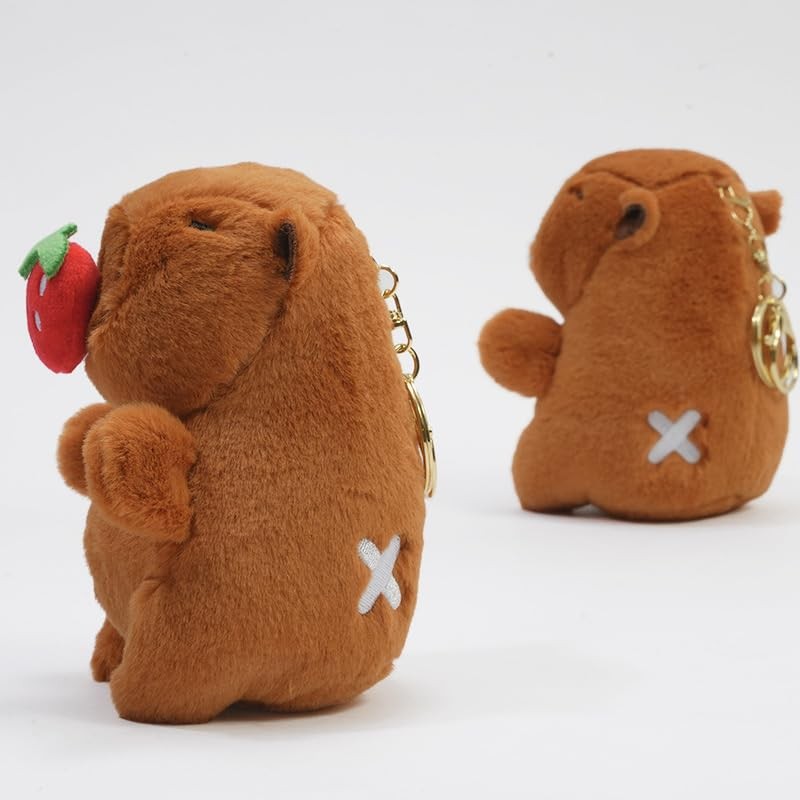 Clearstone Capybara Plush Keychain Chabimaru Strawberry 18.5cm Brown