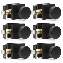 Gobrico Matte Black Privacy Door Knobs with Square Rosette(3 Pack), Interior Heavy Duty Door Handles with Lock, Keyless Door Lock for Bedroom, Bathroom