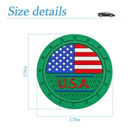 AUCELI 2 Pack Car Cup Holder Coasters, Colored American Flag US Flag Insert Car Cup Coaster, 2.75 Inch Anti Slip Shockproof Embedded Drink Mat, Vehicle Interior Decor Accessories