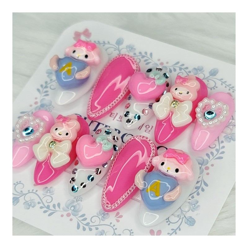 Pastel Toy Handmade Nail Tips - Square S / 파스텔