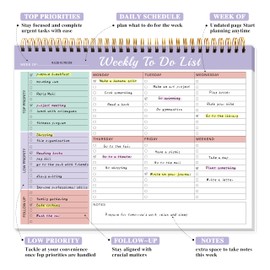 Weekly To Do List Notepad with Priorities,Follow Up 8.5"×11" 12 Monthes Undated Weekly Desk Planner Organizer for School,Office Supplies,Family