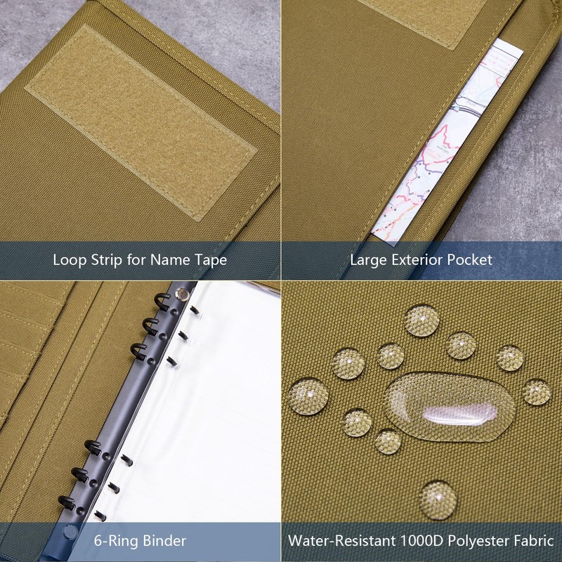 Kosibate Tactical Notebook Padfolio Ring Binder with 80 Sheets, Tactical