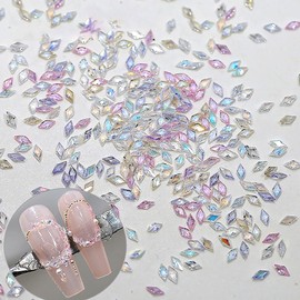 50 Pcs Tiny Zircon Rhombus Nail Rhinestones for Crafting Nail Charms Mixed Color Sparkle Nail Gems Rhinestones for Nails Charms Mini Rhombuses Nail Crystals Nail Diamonds Nail Jewels Nail Accessories