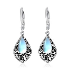 LEECCI Turquoise Earrings 925 Sterling Silver White Shell/Lapis Lazuli/Turquoise Teardrop Dangle Earrings Western Jewelry Gifts for Women Bride Mom Wife Girlfriend