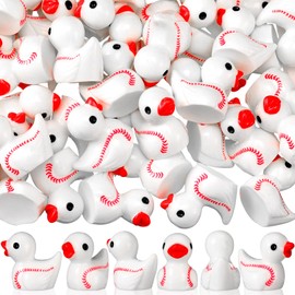 Soulchen 50 Pcs mini Resin Baseball Ducks Mini Ducks Figurines Bulk Miniature Baseball Party Favors for Summer Beach Activity Carnival Micro Landscape Ornament Dollhouse Garden Accessories